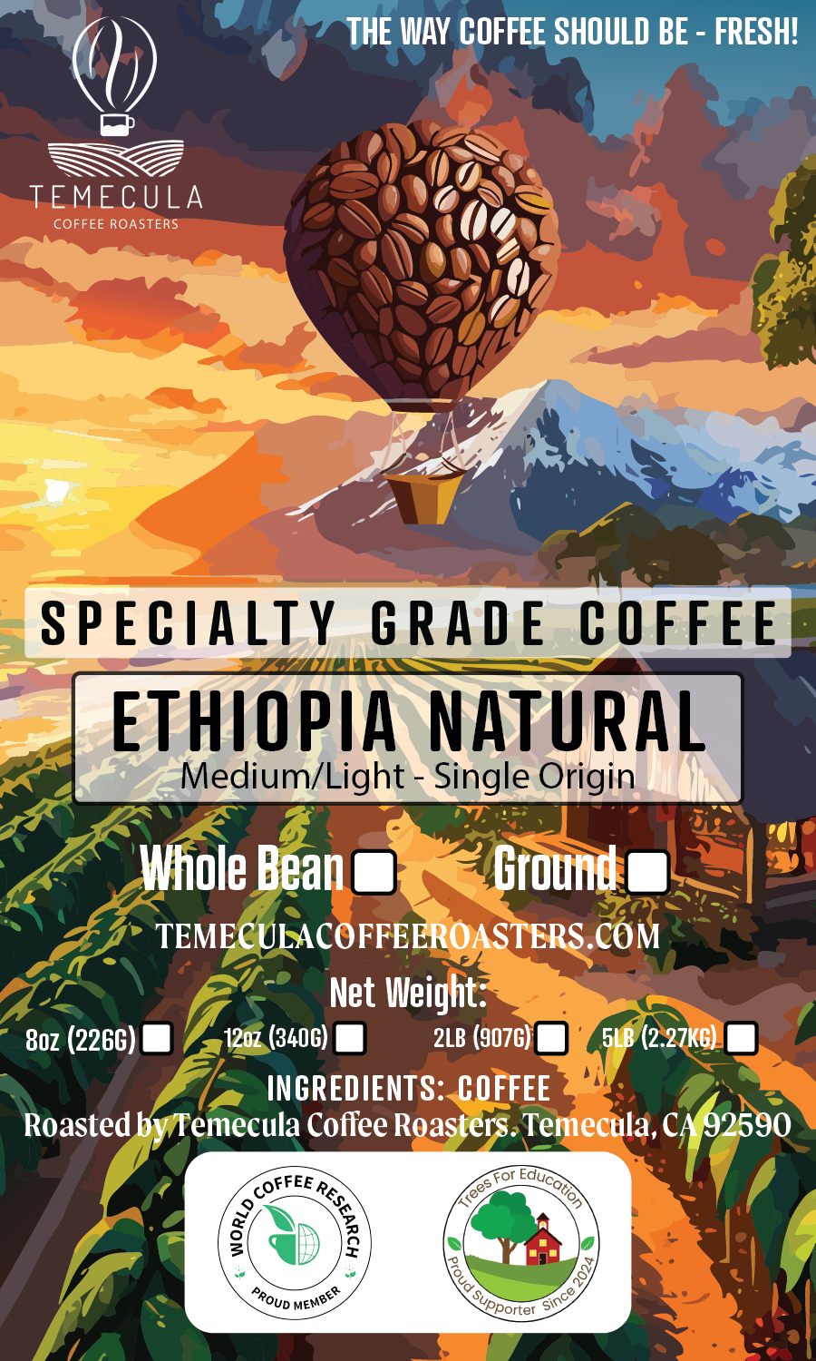 Ethiopia Natural - Medium/Light Roast