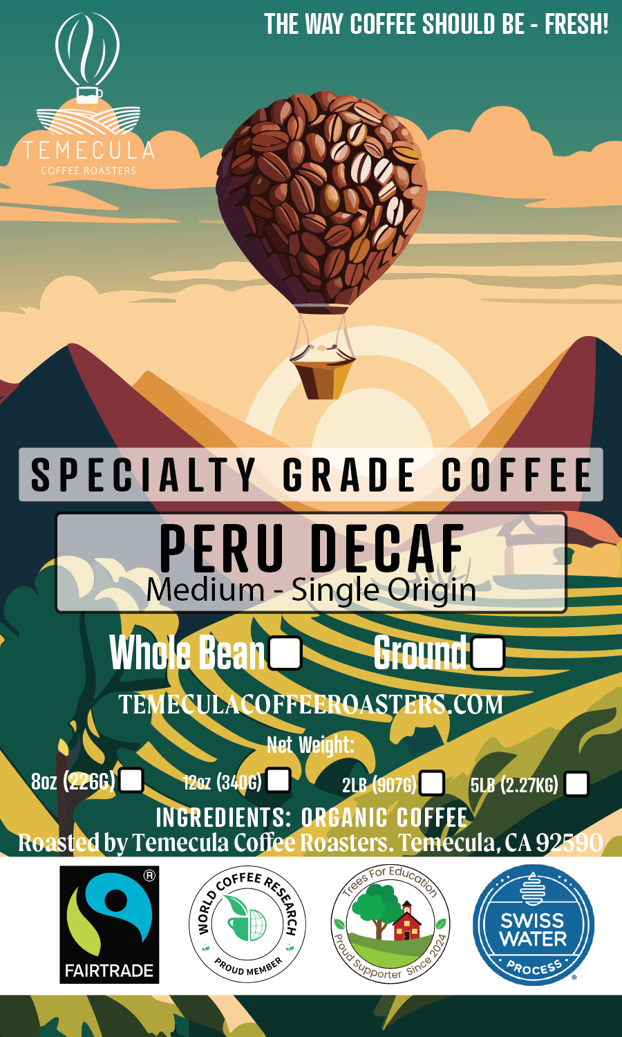 Fairtrade® Peru Decaf (Swiss Water® Process) - Medium Roast