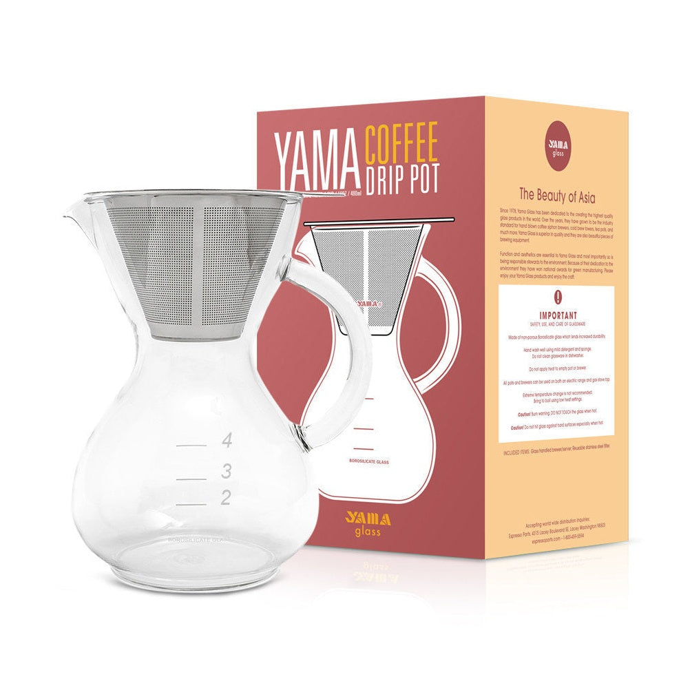 Yama Glass Coffee Drip Pot w/ Glass Handle & Filter Cone - 20oz
