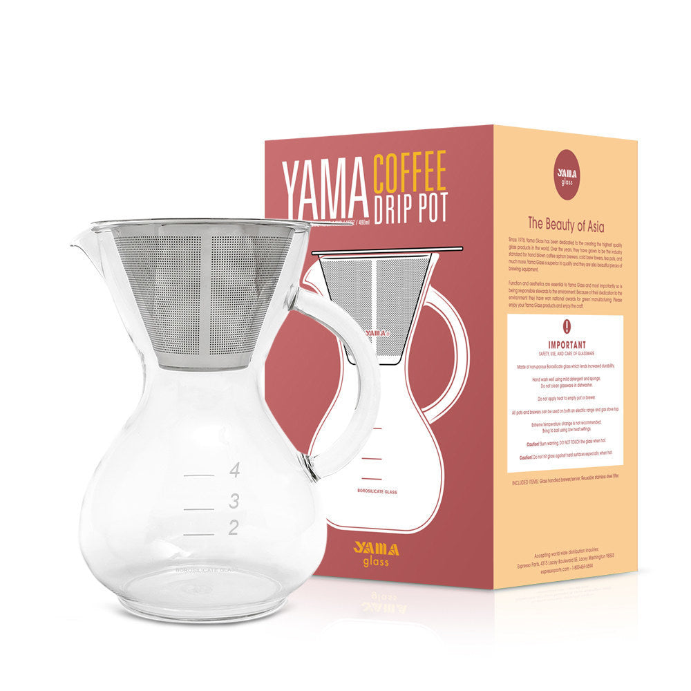 Yama Glass Coffee Drip Pot w/ Glass Handle & Filter Cone - 20oz