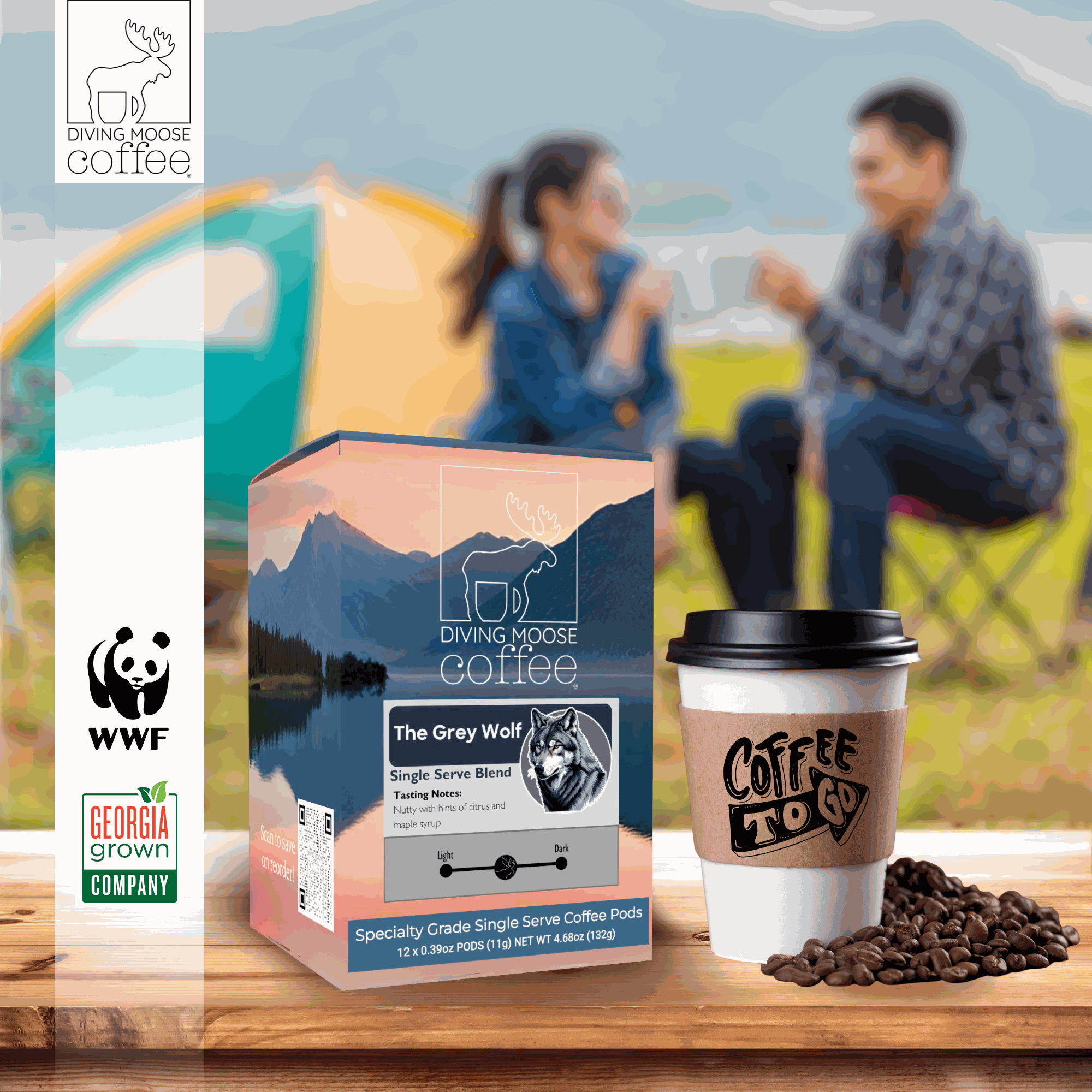 The Grey Wolf – 12 Single Serve Coffee Pods Medium Roast Blend