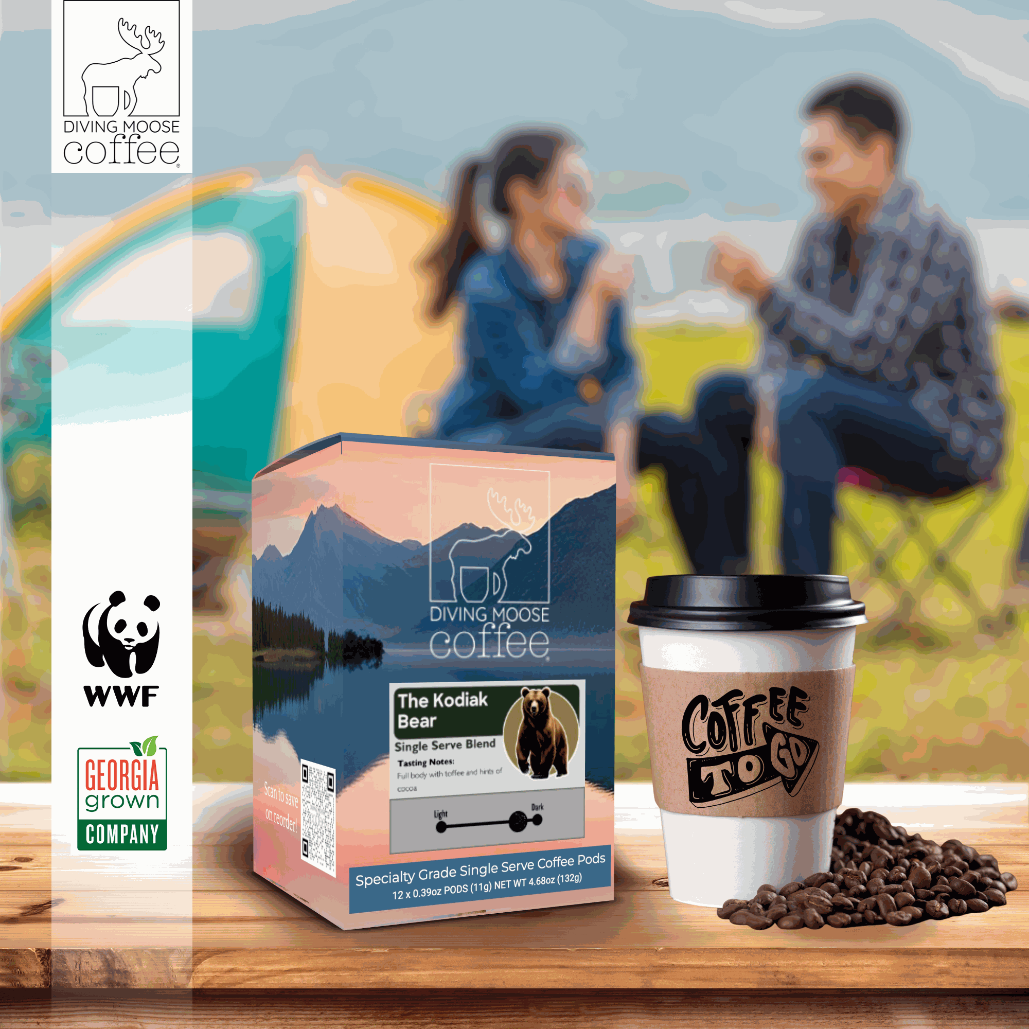 The Kodiak Bear - 12 Single Serve Coffee Pods Dark Roast Blend