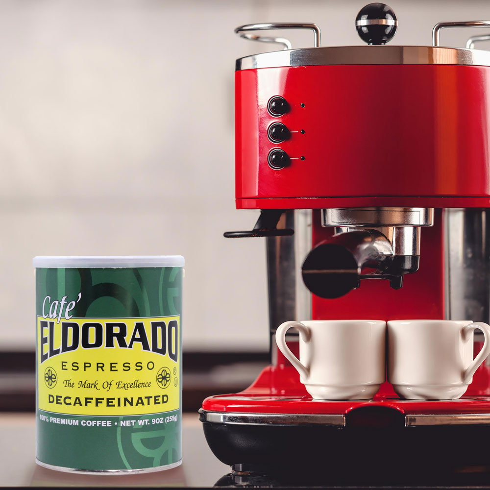 Café Eldorado Espresso – Ground, 9 oz Can Decaf