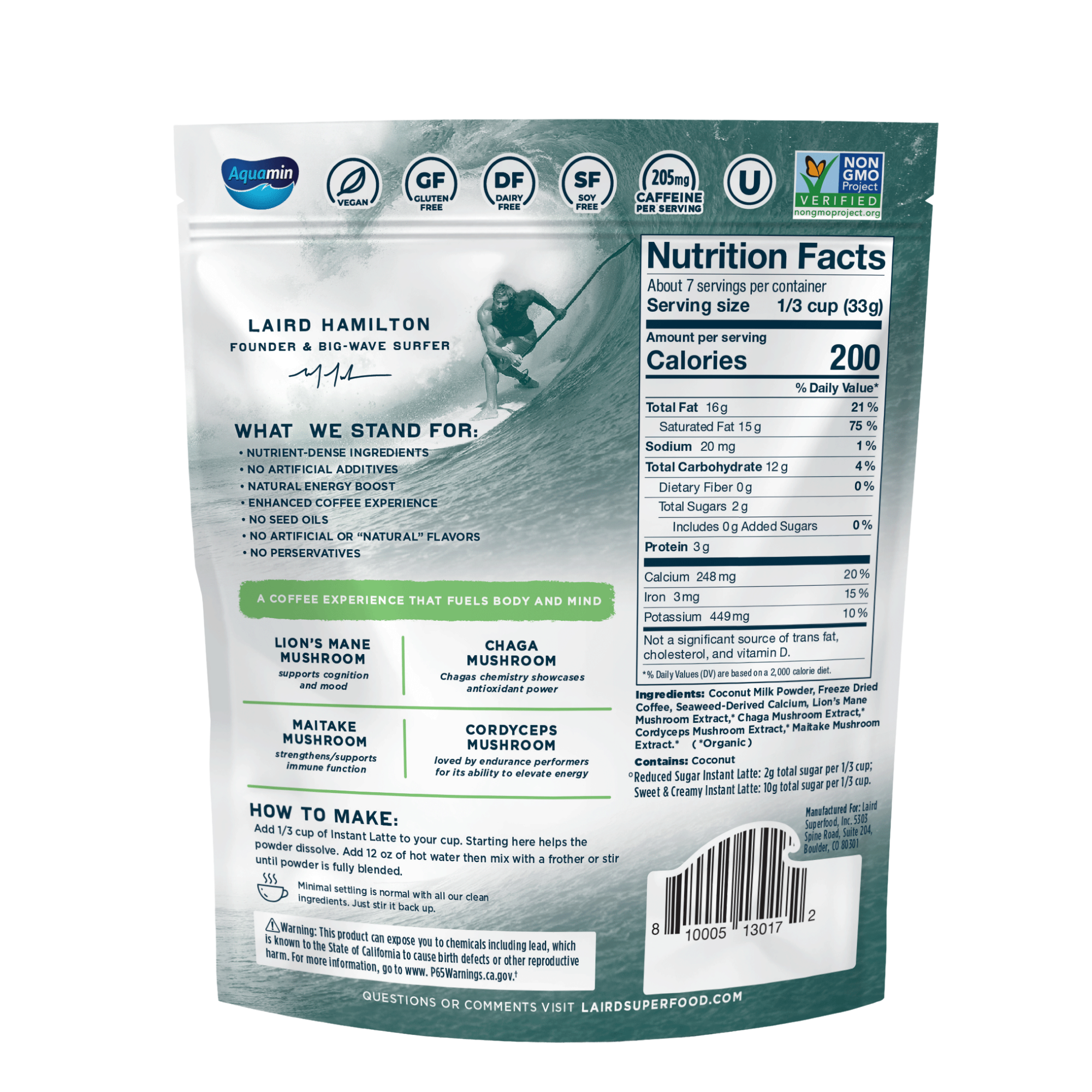 Reduced Sugar Instant Latte with Adaptogens