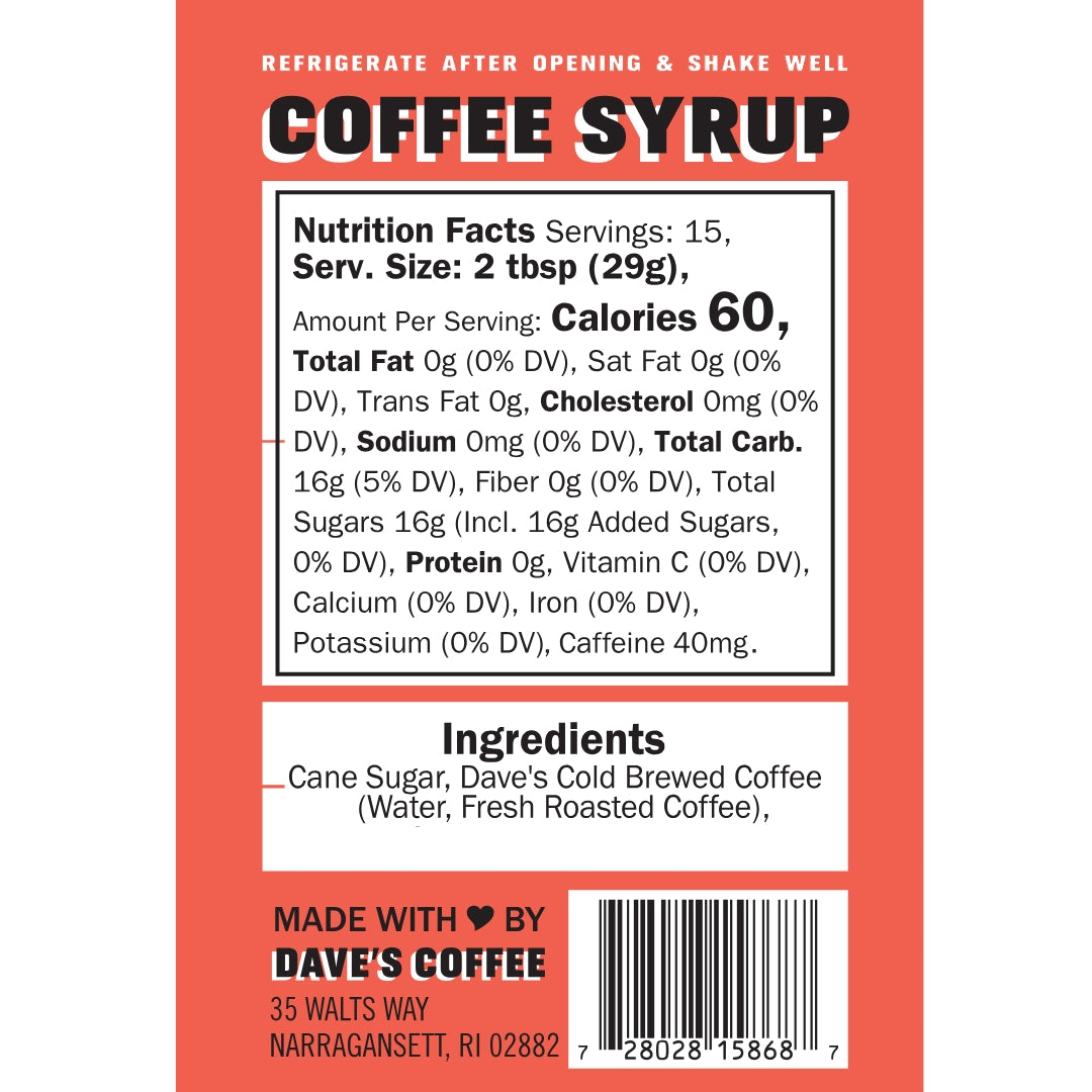 Dave's Original Rhode Island Coffee Syrup (16oz)