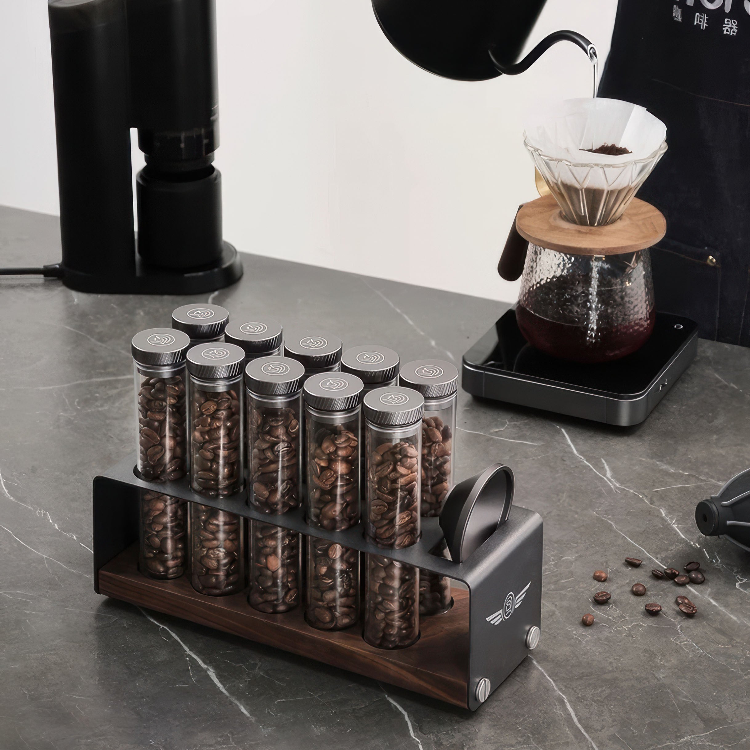Pro Coffee Bean Storage Display & Degassing Stand