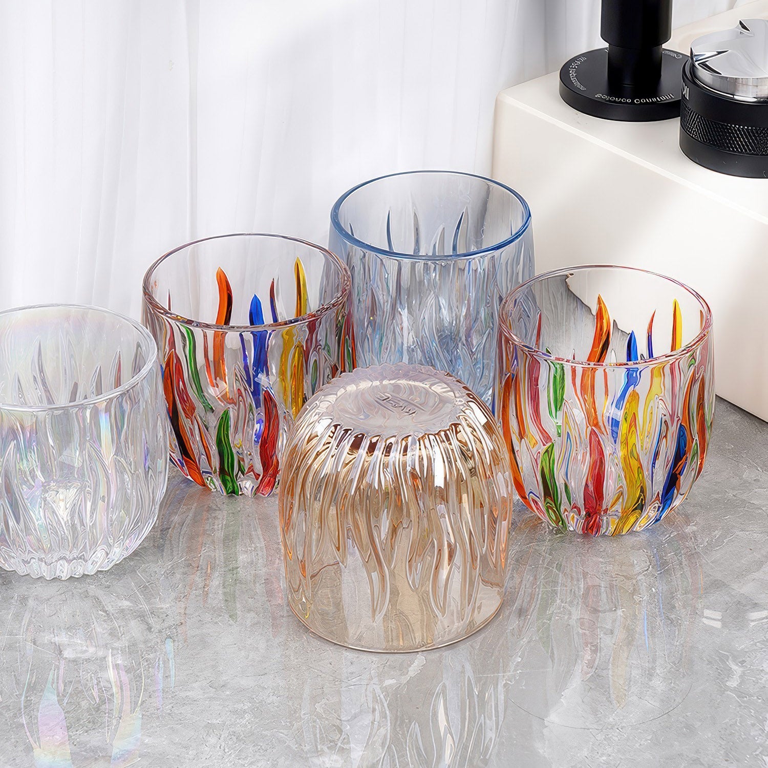 Flame Crystal Cut Glass Coffee Cup