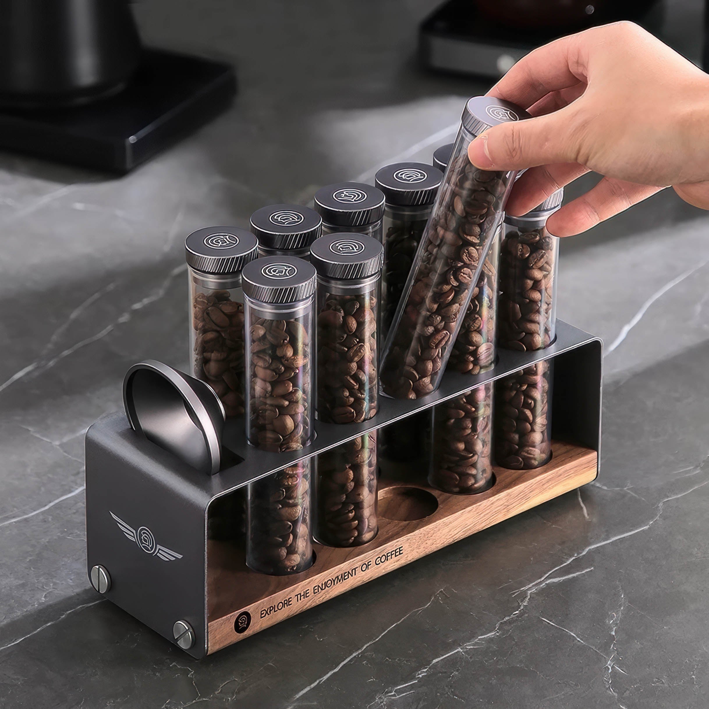 Pro Coffee Bean Storage Display & Degassing Stand
