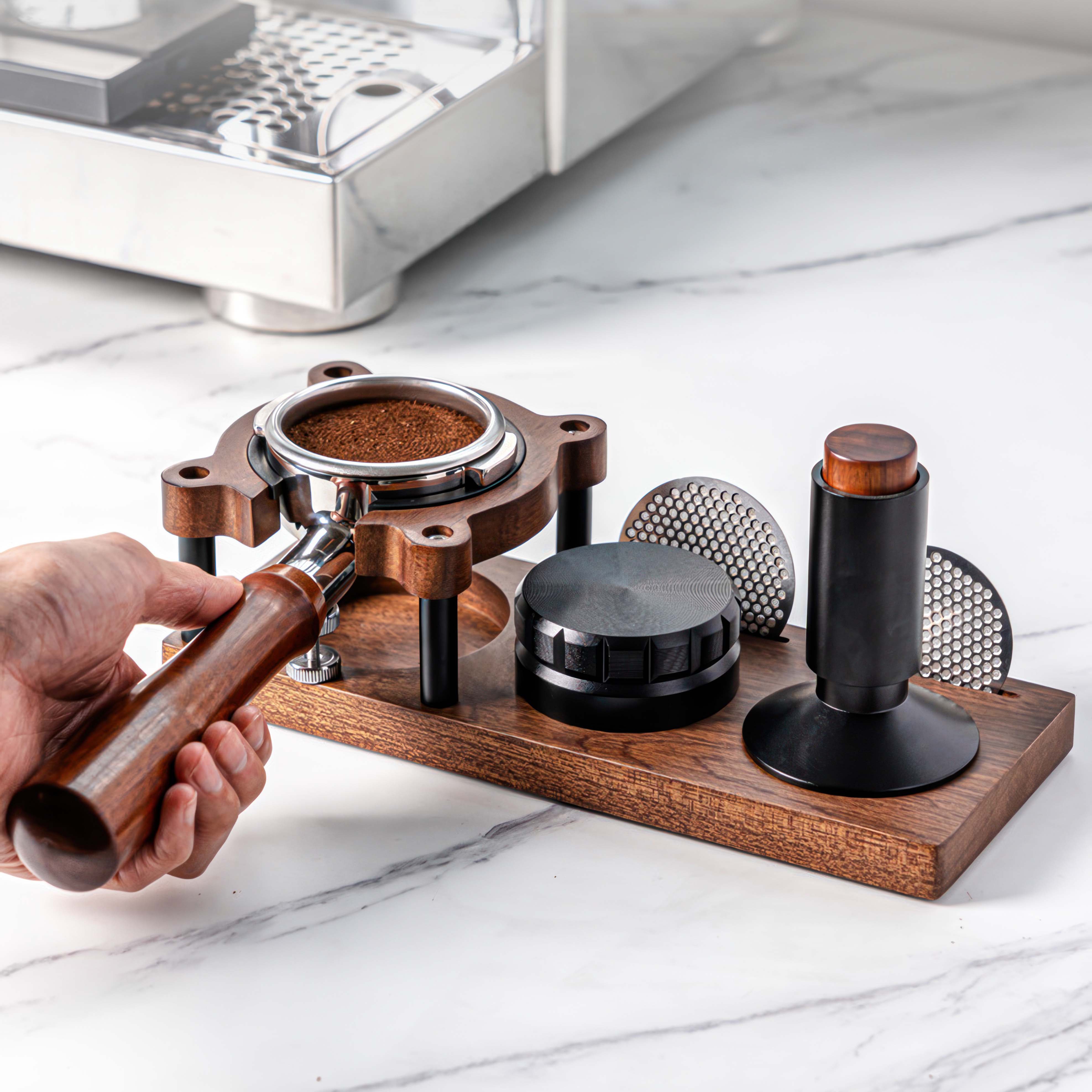 Sapele Wood Espresso Tamper Holder - Thumbnail 4