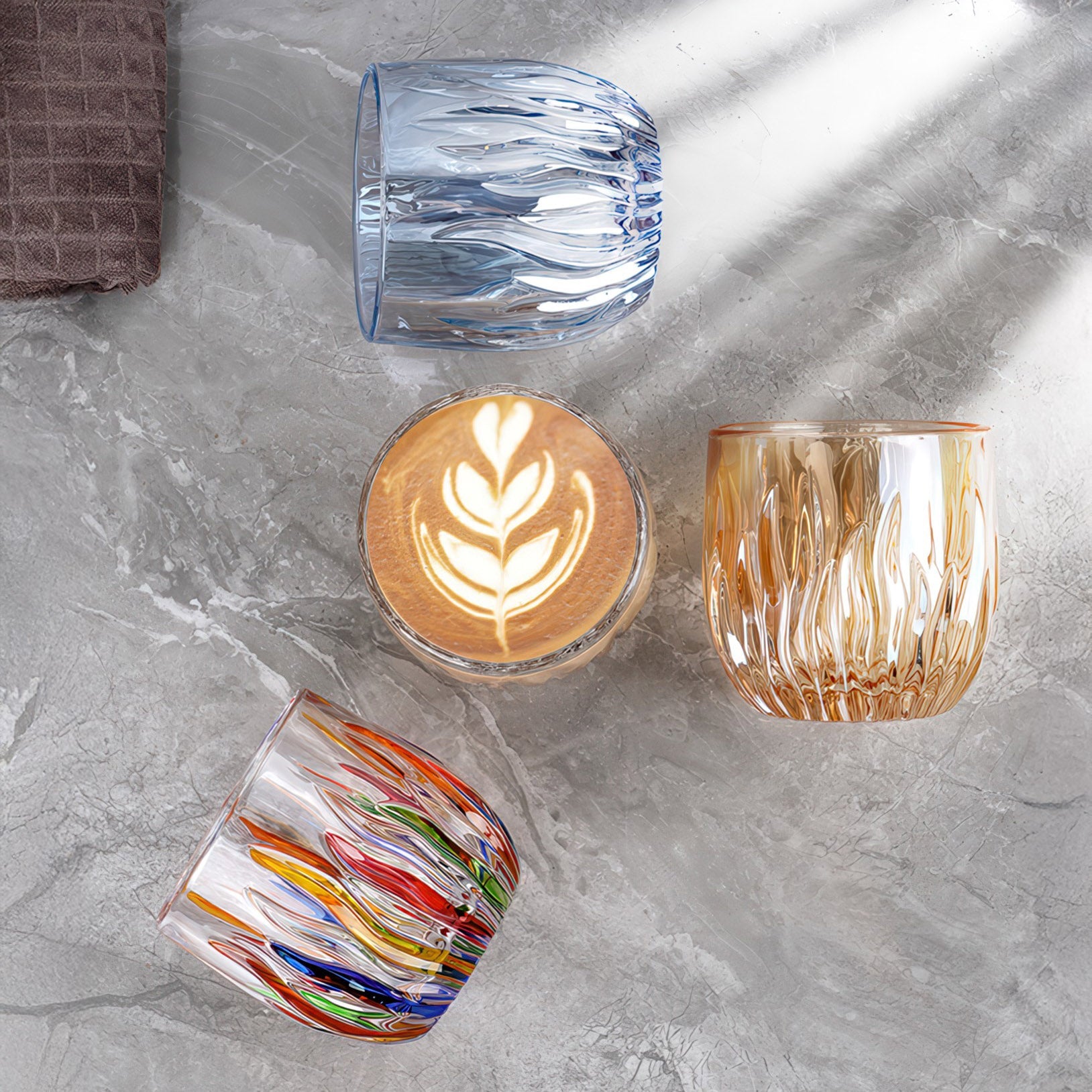 Flame Crystal Cut Glass Coffee Cup