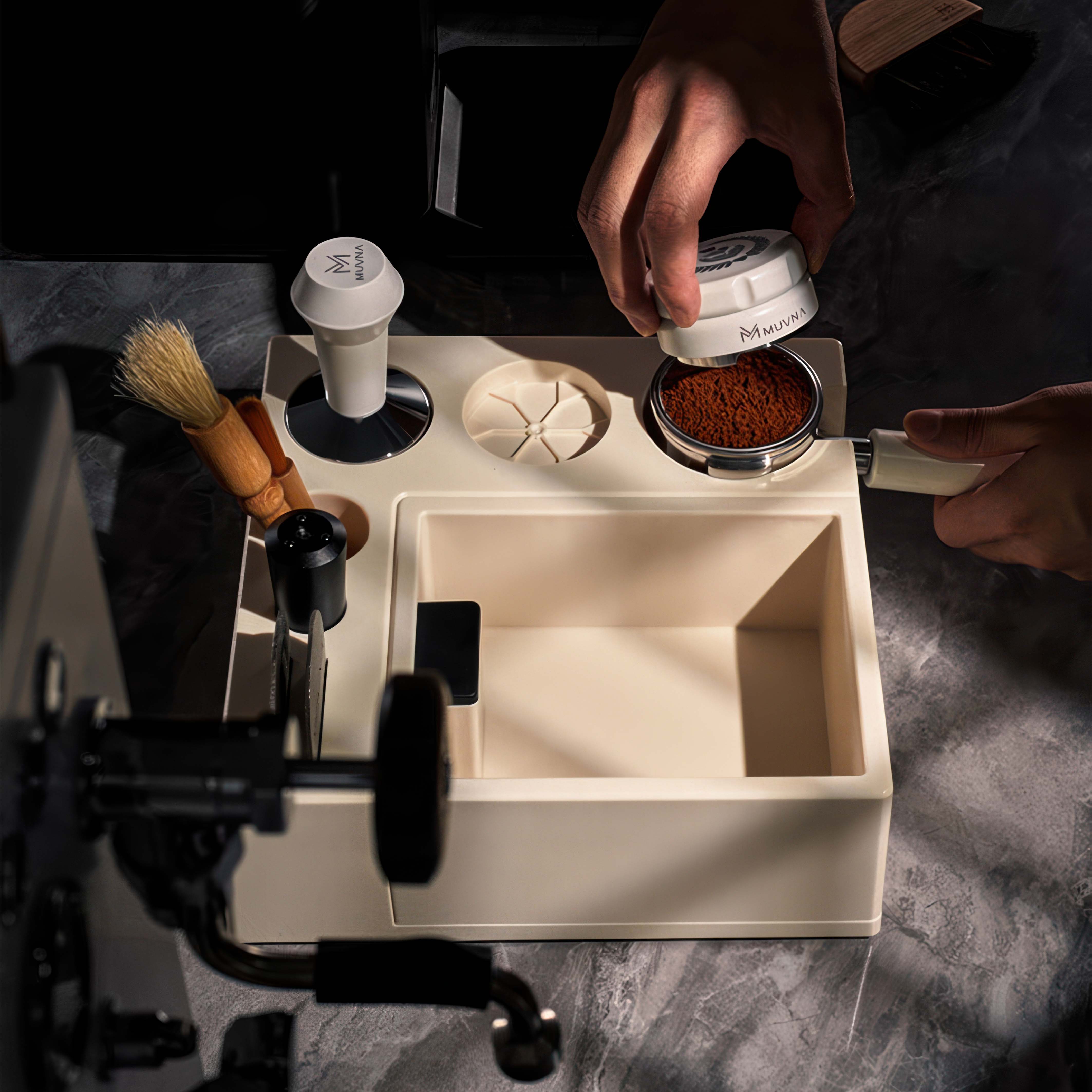 Espresso Knock Box and Tamp Station for Barista