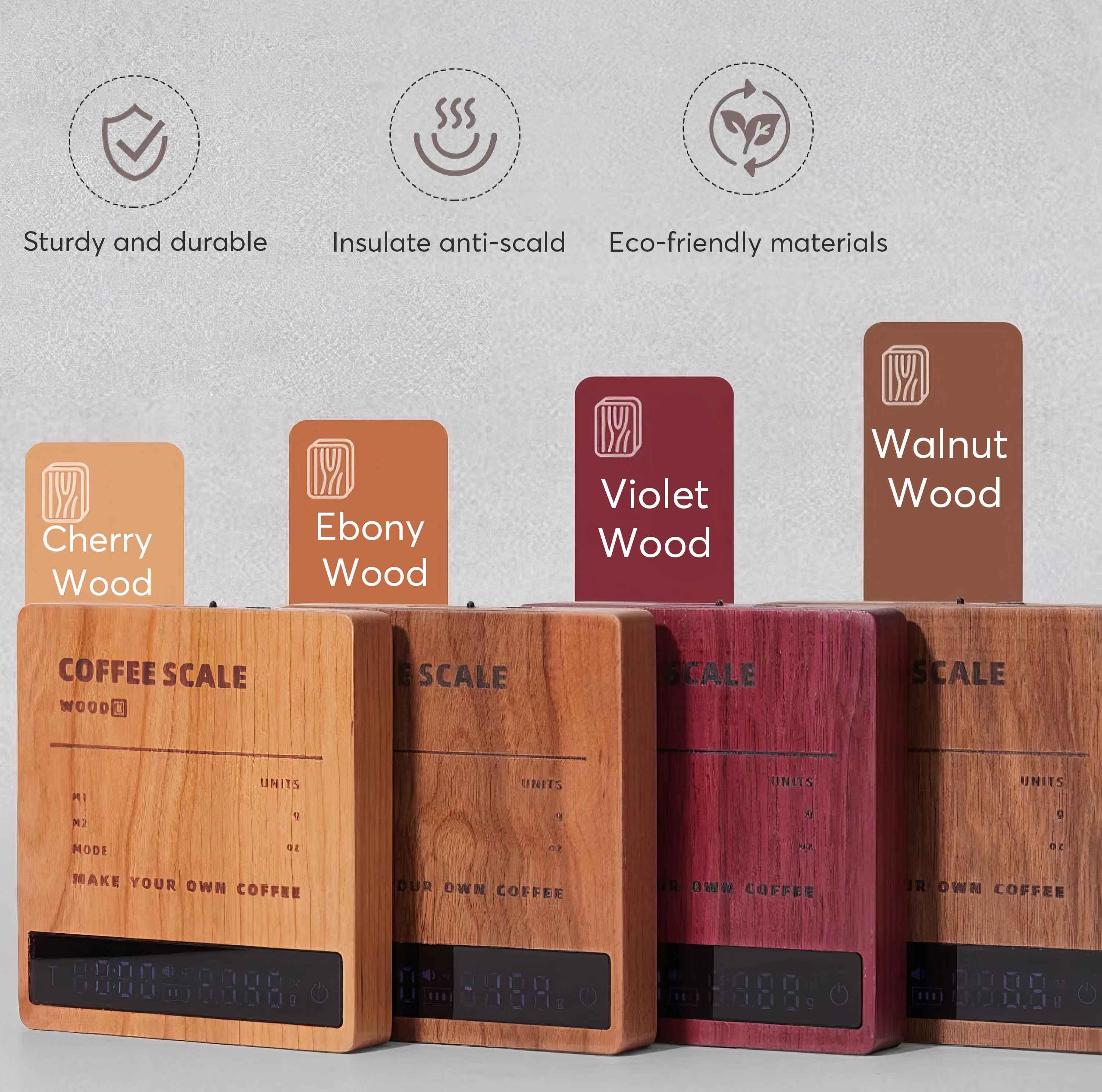 High Precision Wooden Coffee Scale with Touch Sensor