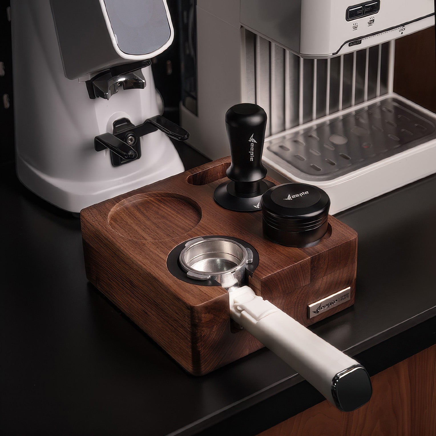 Walnut Wood Coffee Tamping Station - Thumbnail 2