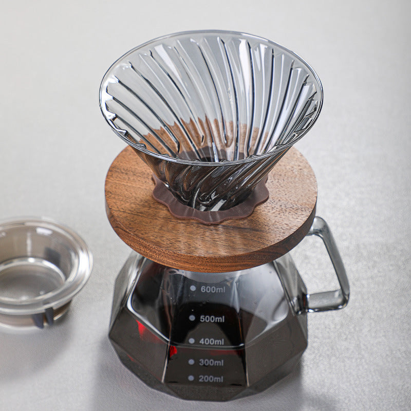 Coffee Brewing V60 Set with Walnut Wood Holder