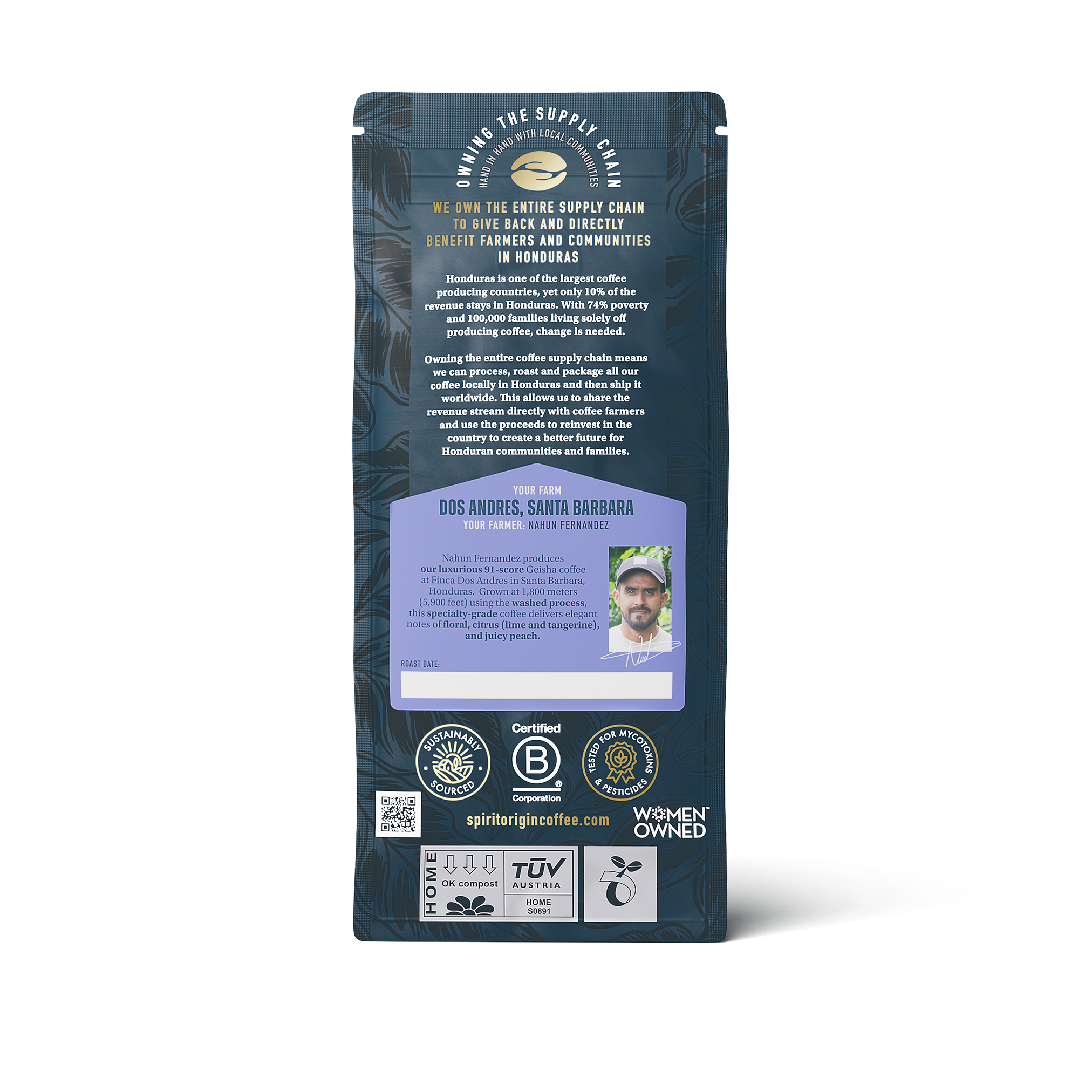 Honduras Dos Andres Gesha Washed 1.8oz (50g) Sample bag