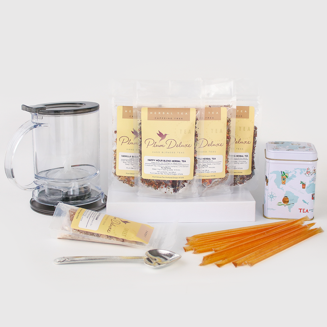 Ultimate Hot Tea Bundle (Tea, Sweets, Scoop, Tin, and Tea Maker)