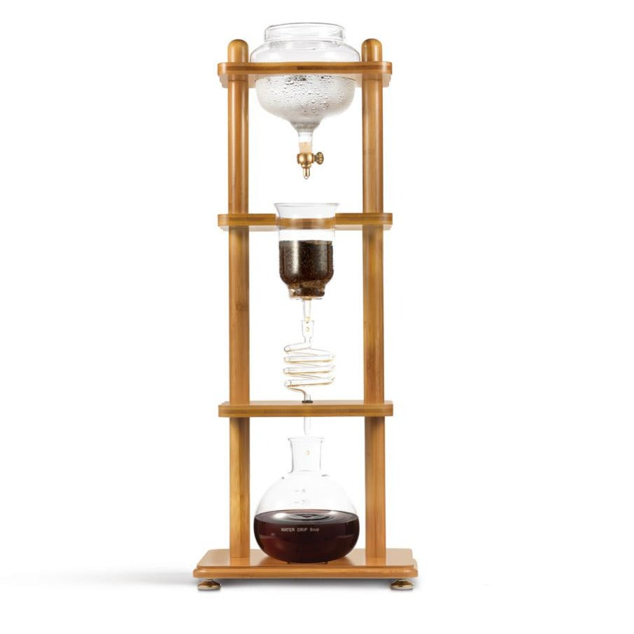 Yama Glass Cold Brew Tower – Bamboo Straight Frame – 6–8 Cup (32 oz)