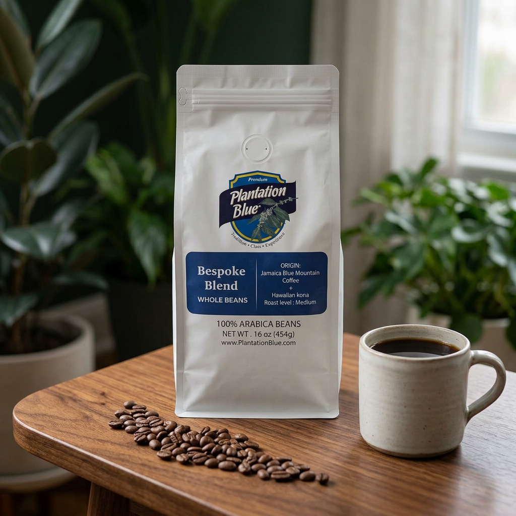 BESPOKE BLEND: Jamaica Blue Mountain + Hawaiian Kona Coffee (16oz Whole Beans)