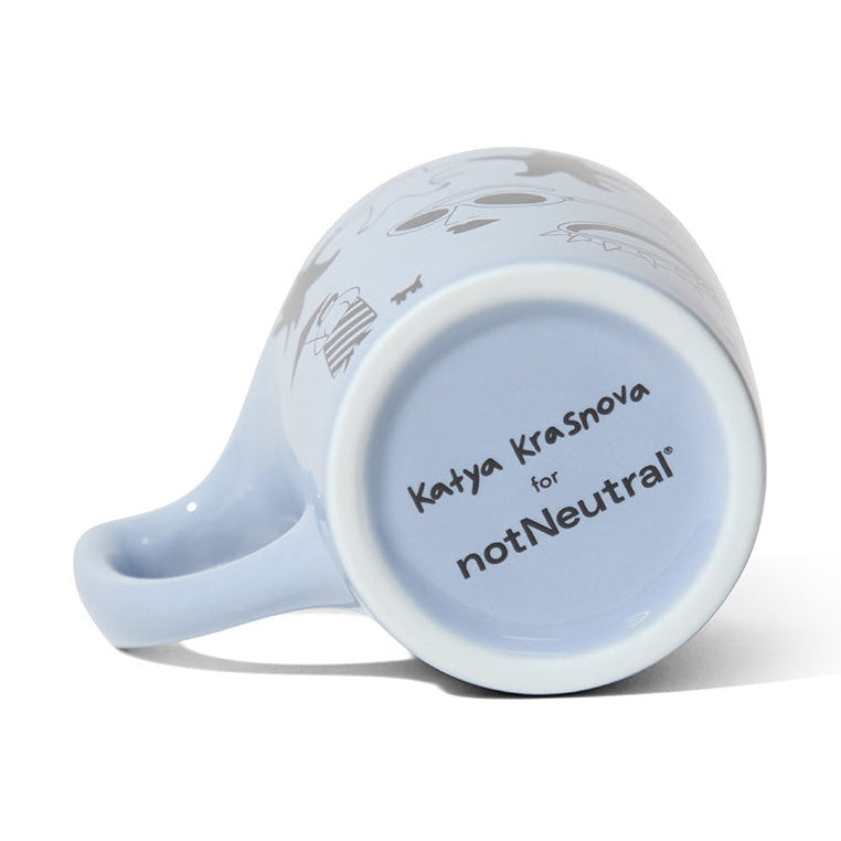 notNeutral x Katya Krasnova Lino Coffee Mug (10oz) - Cats & Tats Periwinkle