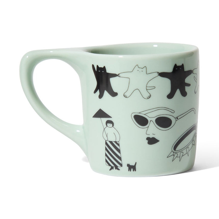notNeutral x Katya Krasnova Lino Coffee Mug (10oz) - Cats & Tats Sage
