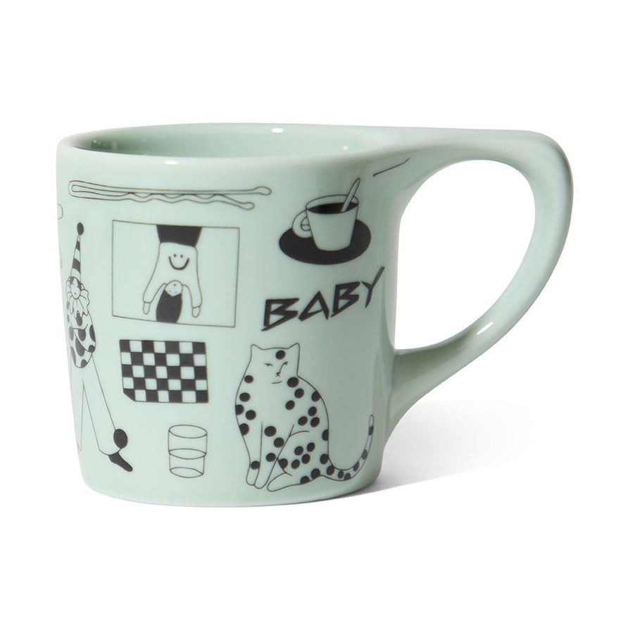 notNeutral x Katya Krasnova Lino Coffee Mug (10oz) - Cats & Tats Sage