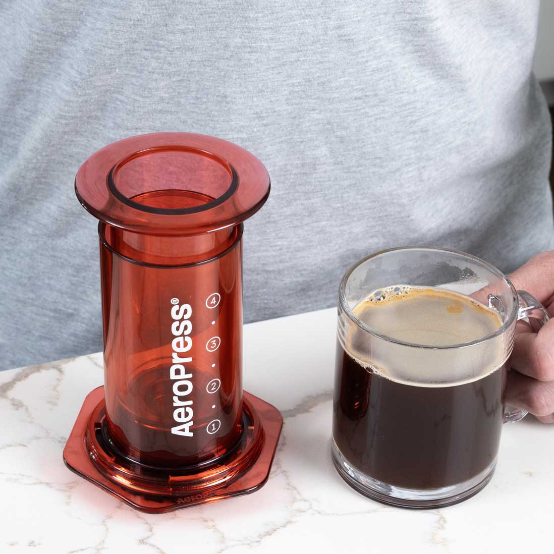 AeroPress Clear Coffee Maker - Red