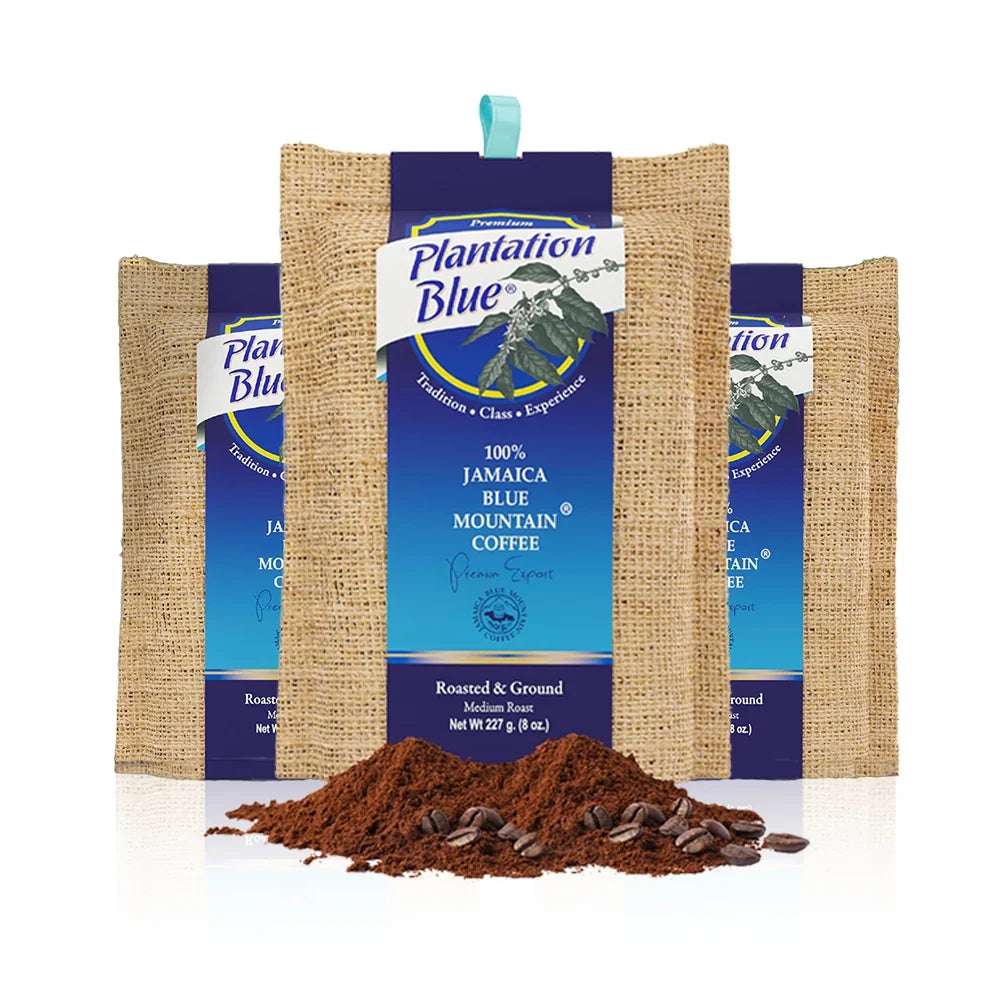 Plantation Blue 100% Jamaica Blue Mountain Coffee - Medium Roast - 8oz Ground