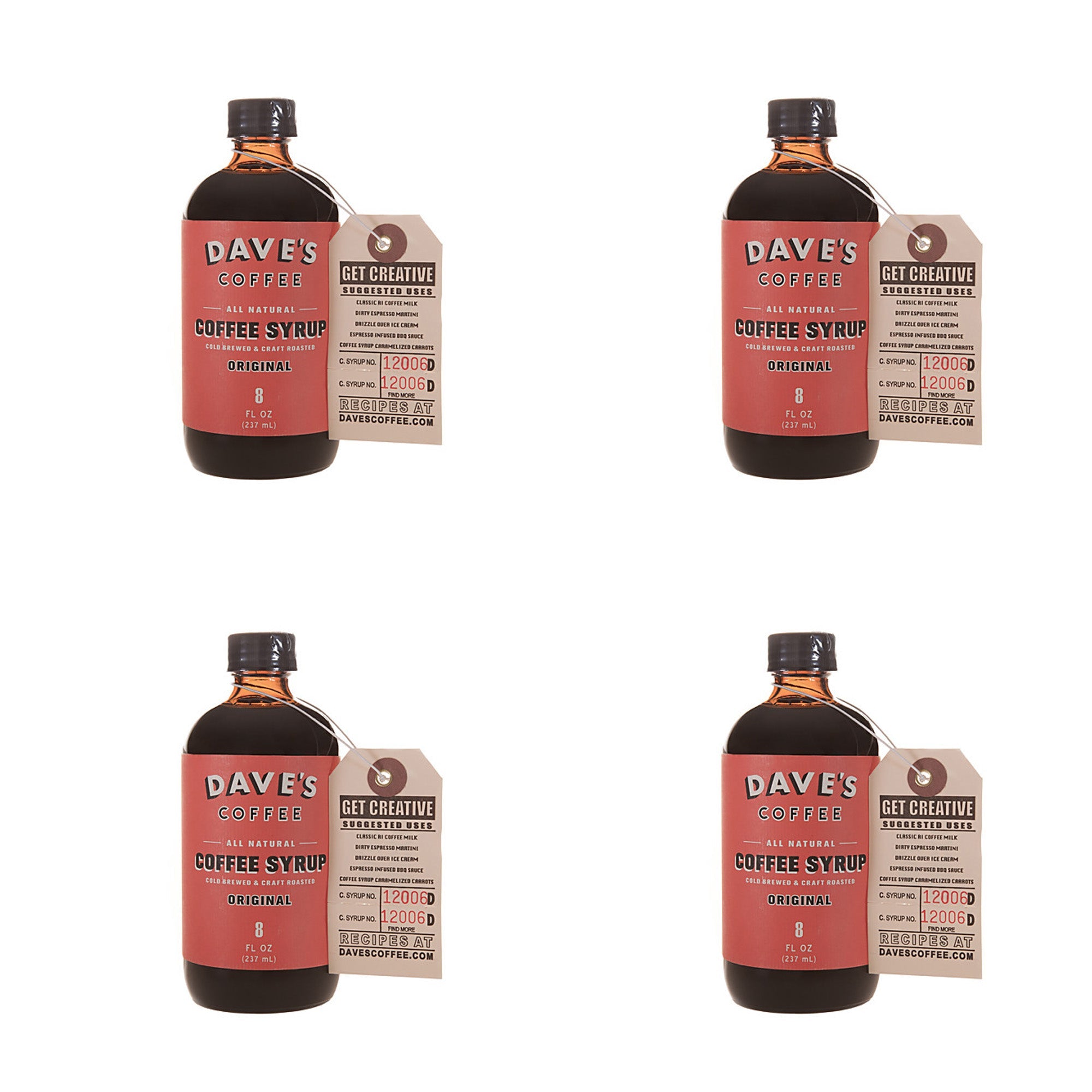 4-Pack Dave's Original RI Coffee Syrup (8oz)