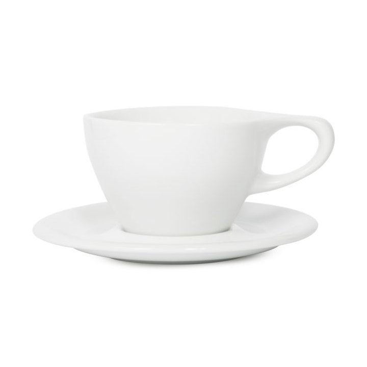 Lino Large Latte Cup & Saucer - White (12oz/355ml)