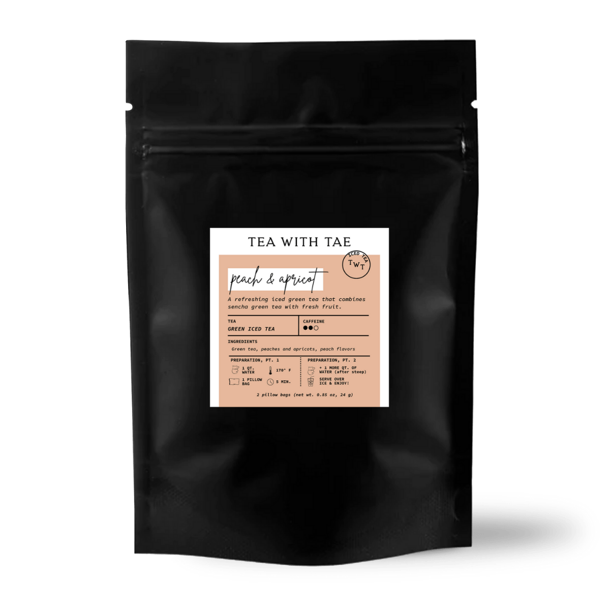 Peach & Apricot Iced Green Tea Sampler Pouch (2 Pillow Bags)