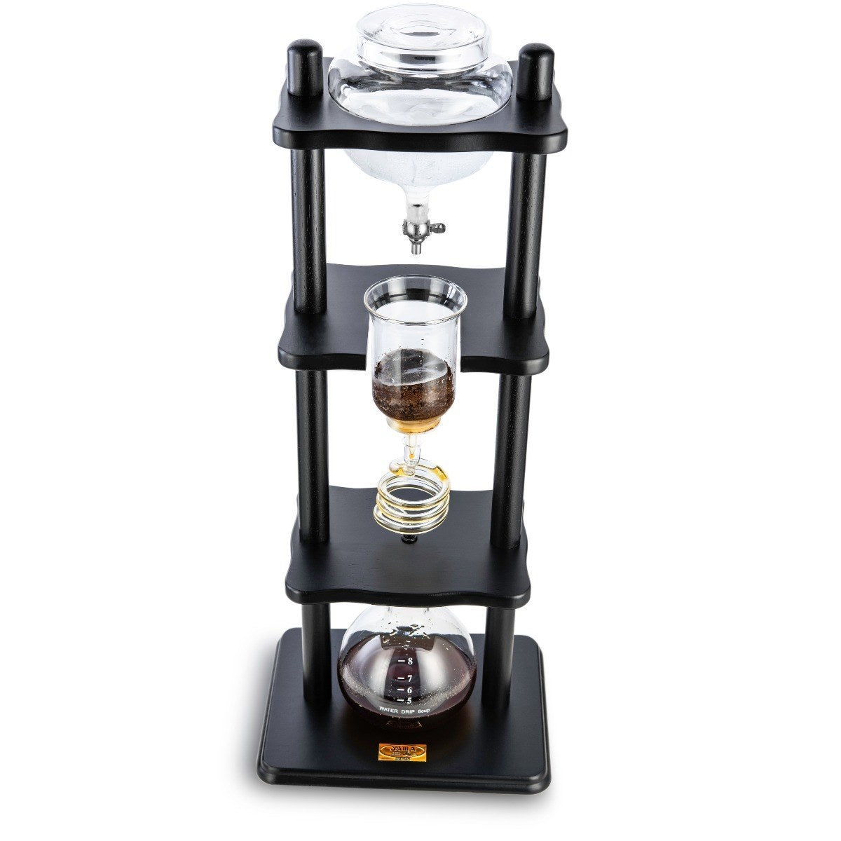Yama Glass Cold Brew Tower – Black Straight Frame – 6–8 Cup (32 oz)