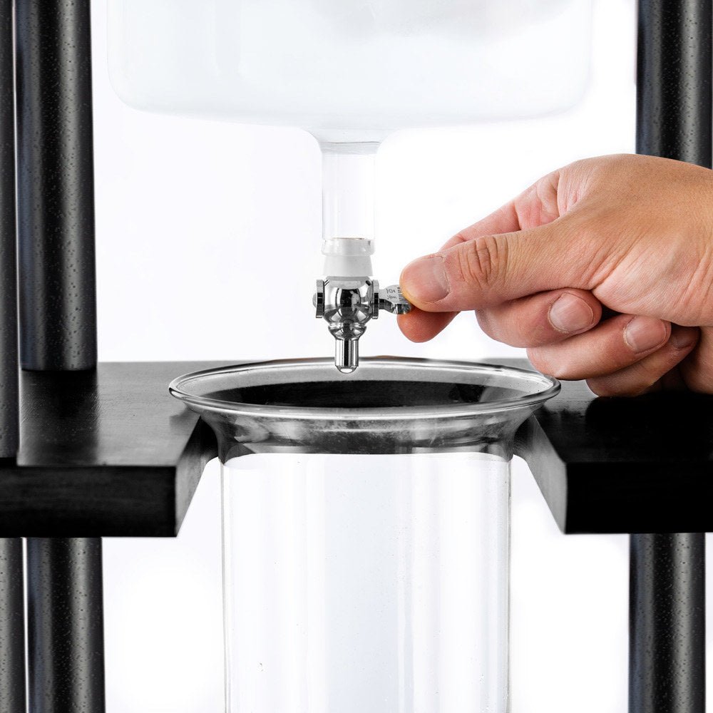 Cold Brew Riser Yama Glass Cold Brew Tower – Black Straight Frame – 25 Cup (100 oz)