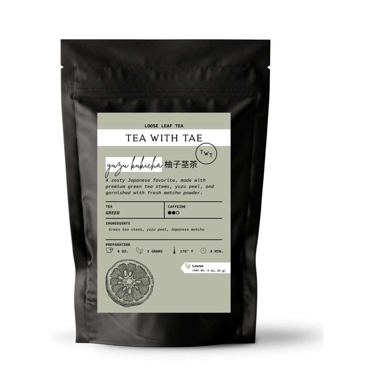 Yuzu Kukicha Loose Leaf Pouch (3oz. or 1lbs.)